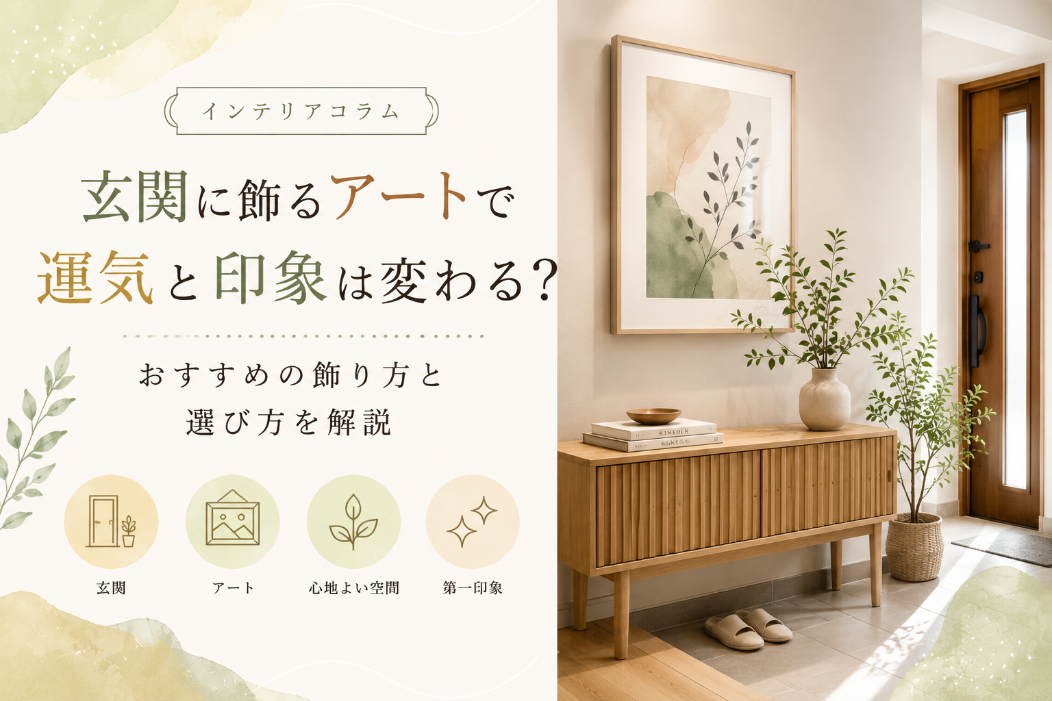 玄関に飾るアートで運気と印象は変わる？おすすめの飾り方と選び方を解説