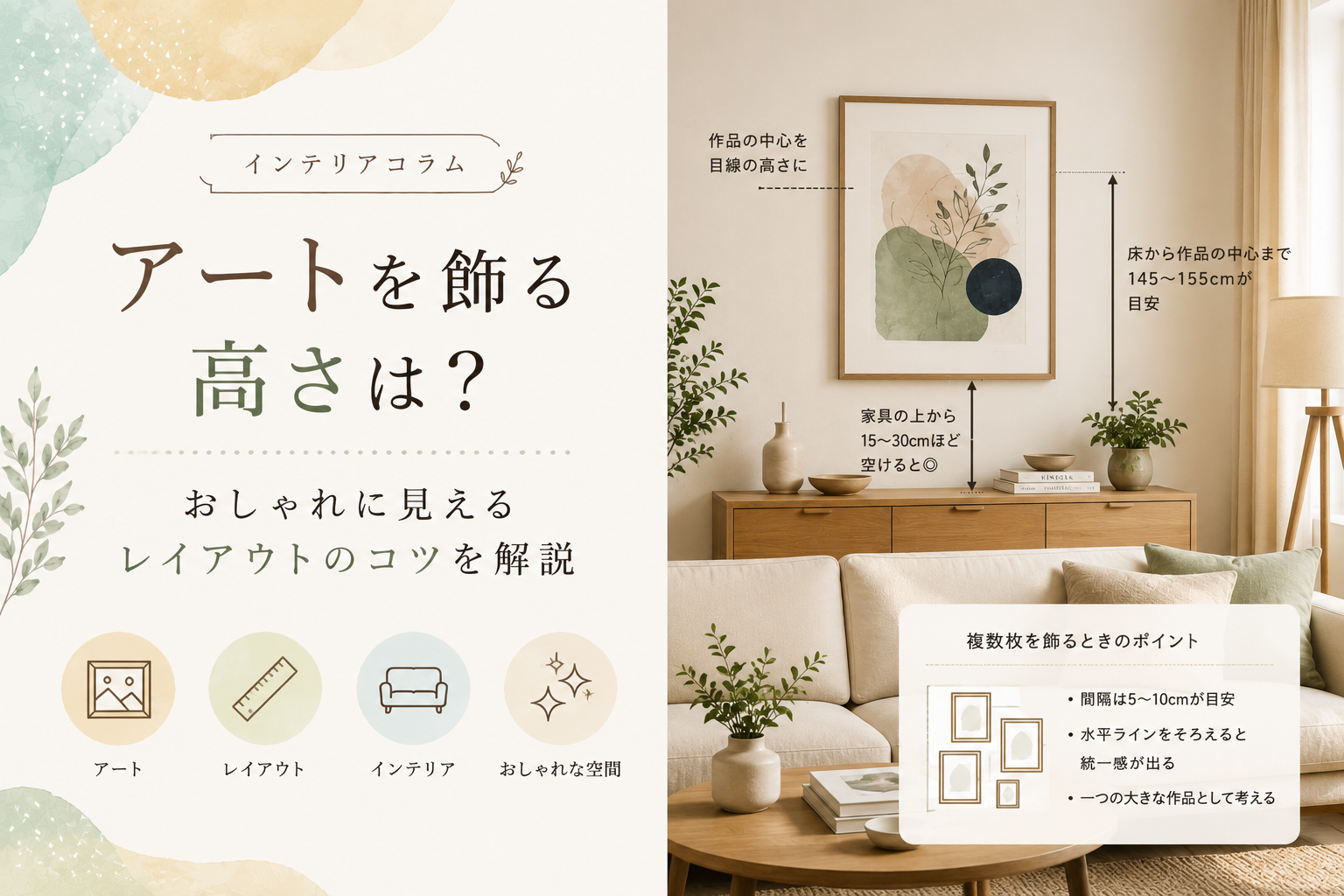 アートを飾る高さは？おしゃれに見えるレイアウトのコツを解説